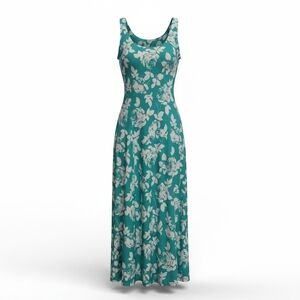 **HP**ELLEN PARKER Womens' Floral Teal Maxi Dress Sz. L